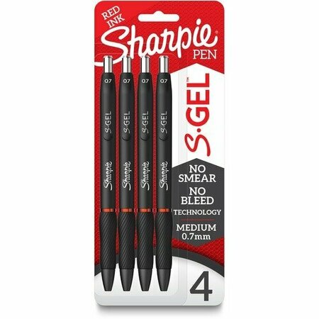 NEWELL BRANDS Sharpie Pen, Gel, 0.7mm, Red Ink/Black Barrel, 4PK SAN2169763